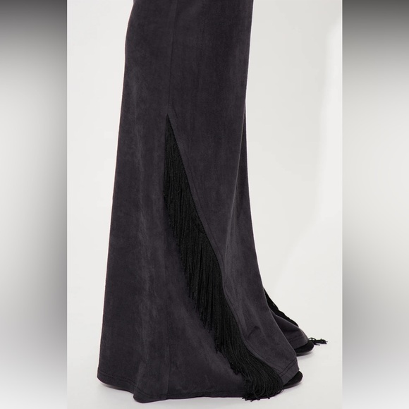 NWT❗️🤠🐴🖤 Black Faux Suede Flare Pant - Sz XL - Picture 8 of 9